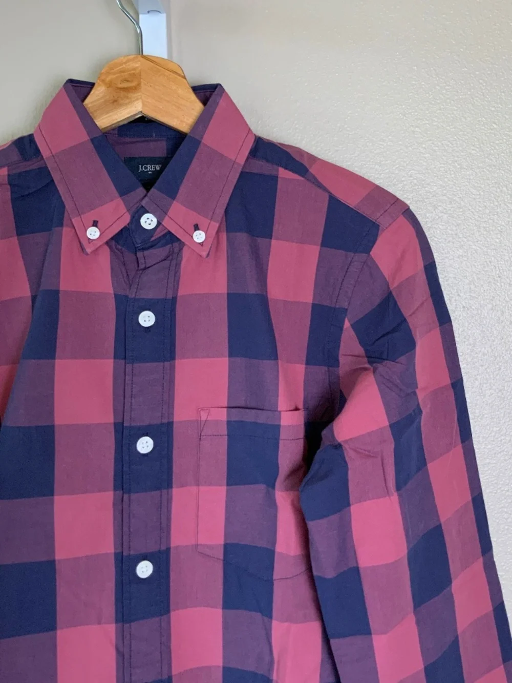 J. Crew Factory Gingham Buffalo Check Slim Washed Button Down Oxford Shirt